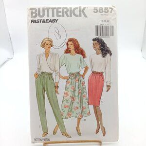 Vintage Butterick 5857 Womens Sewing Pattern for Misses Blouse Skirt & Pants